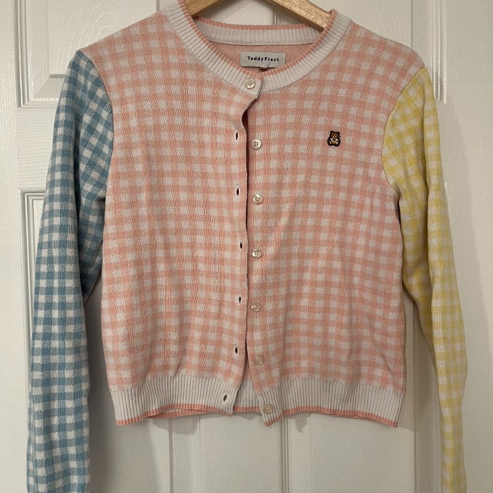 Teddy Fresh Plaid Pastel Cotton Cardigan